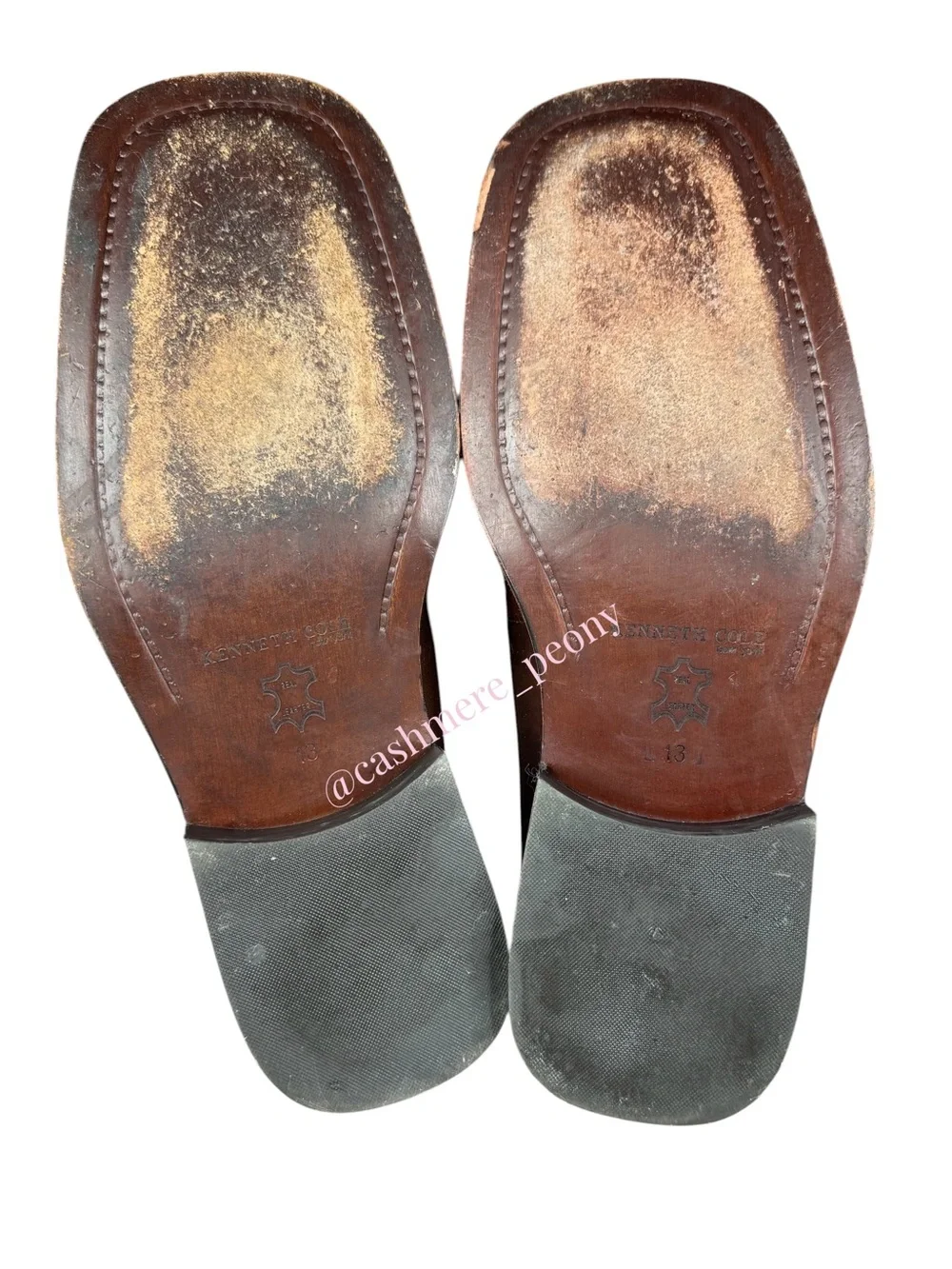 Kenneth Cole Mens Brown Leather Lace-Up Square-Toe Oxfords Dress Shoes Size 13